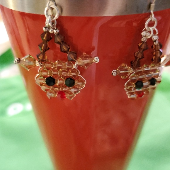 Reindeer earrins made with Swarovski cystrals. - Picture 8 of 8